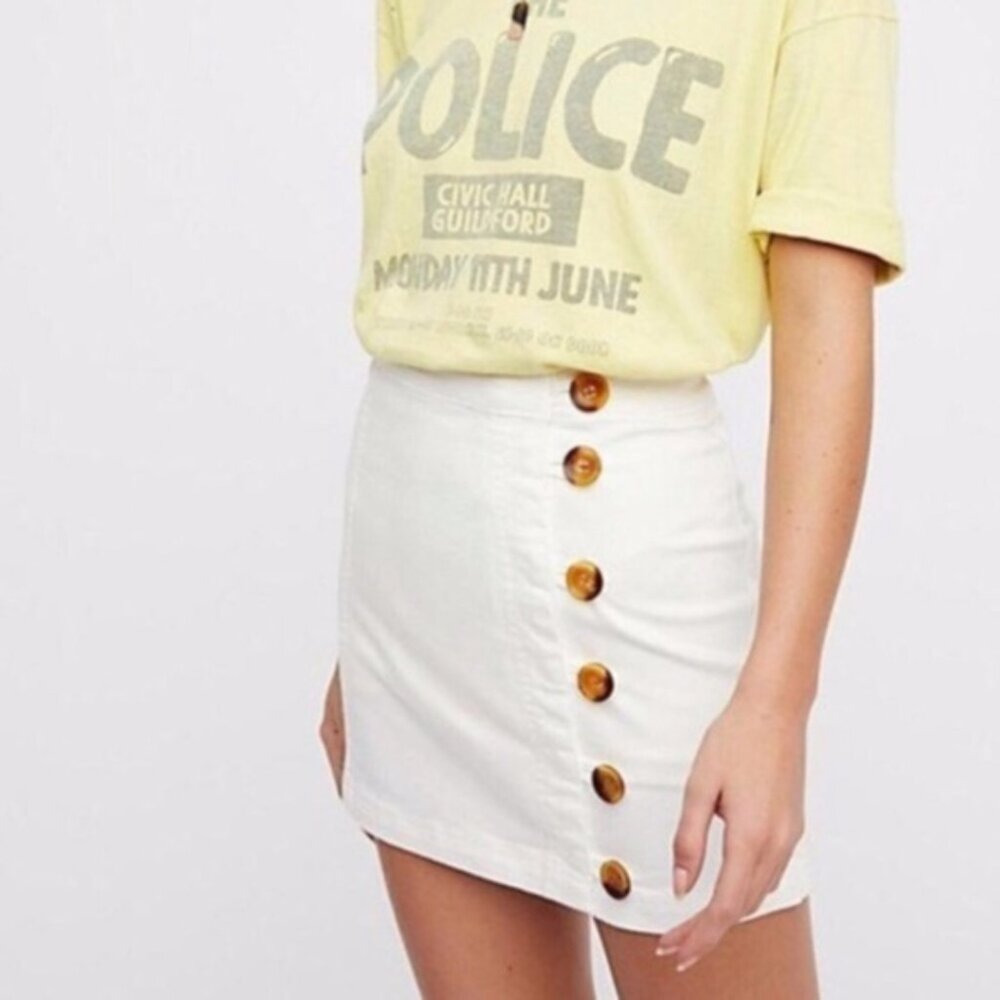 Free People Little Daisies Mini Skirt - Ivory - 10 - New Without Tags